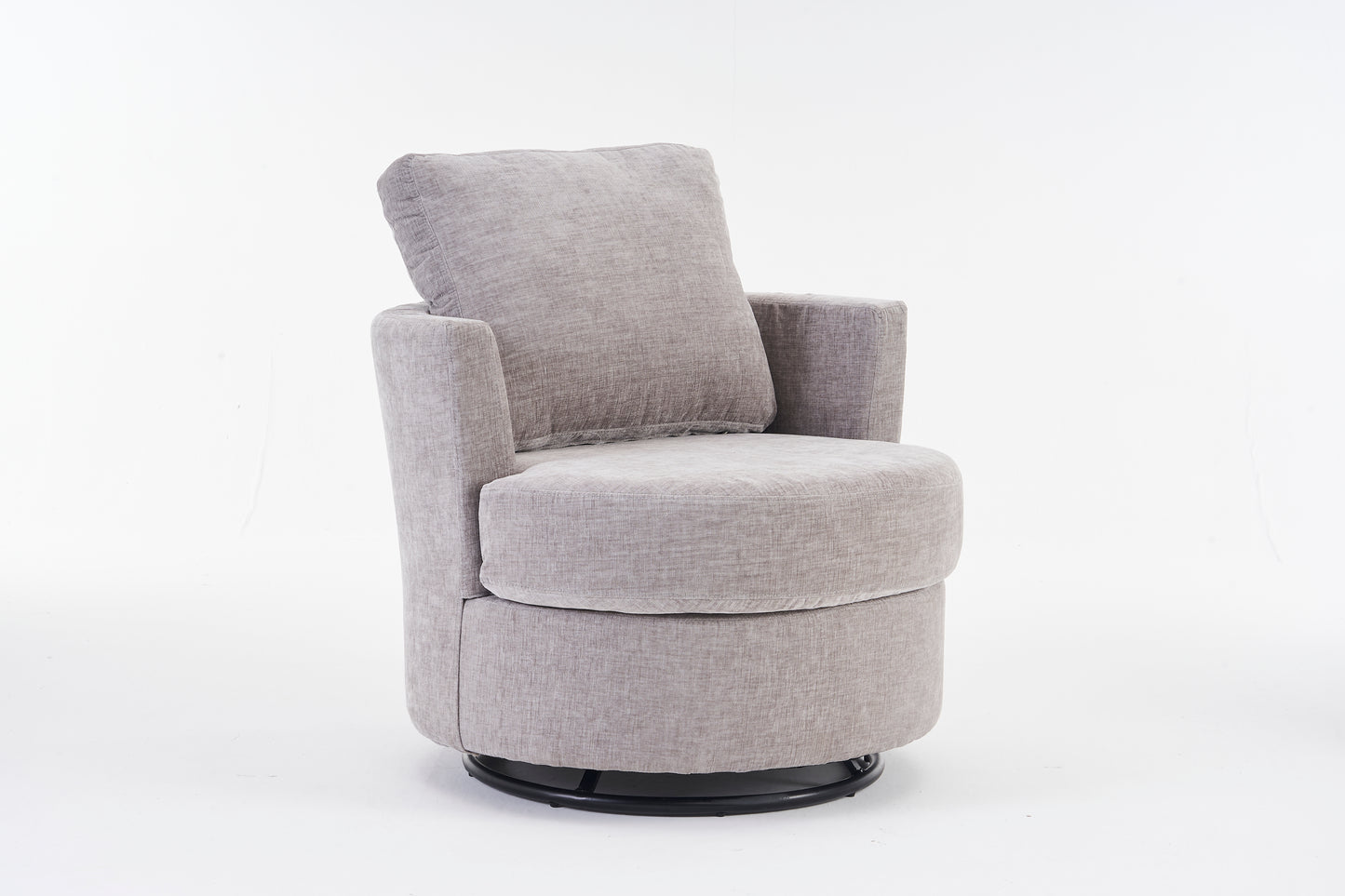 Chenille Swivel Armchair with Thick Foam Pad Back Cushion