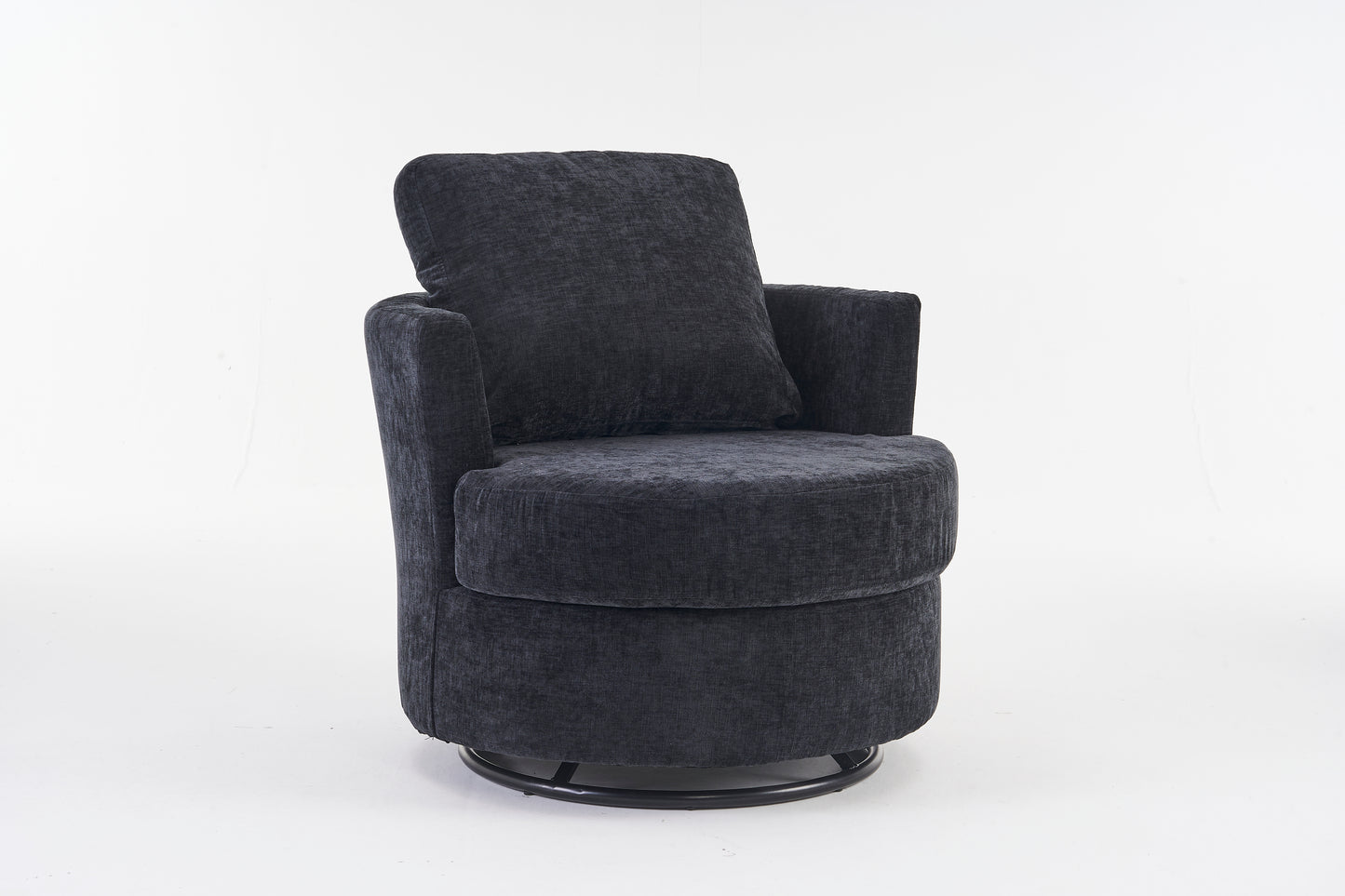 Chenille Swivel Armchair with Thick Foam Pad Back Cushion