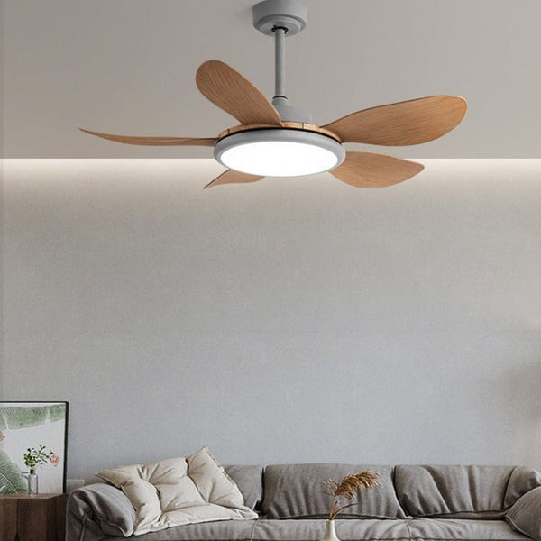 Modern simple five leaf frequency conversion ceiling fan lamp