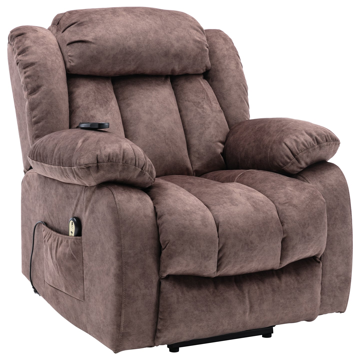 Brown Padded Power Lift Recliner Chair with Heat & Massage Function