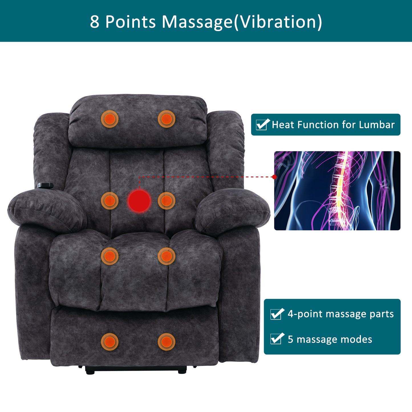 Fabric Power Lift Massage Recliner Chair with Heat and Vibration