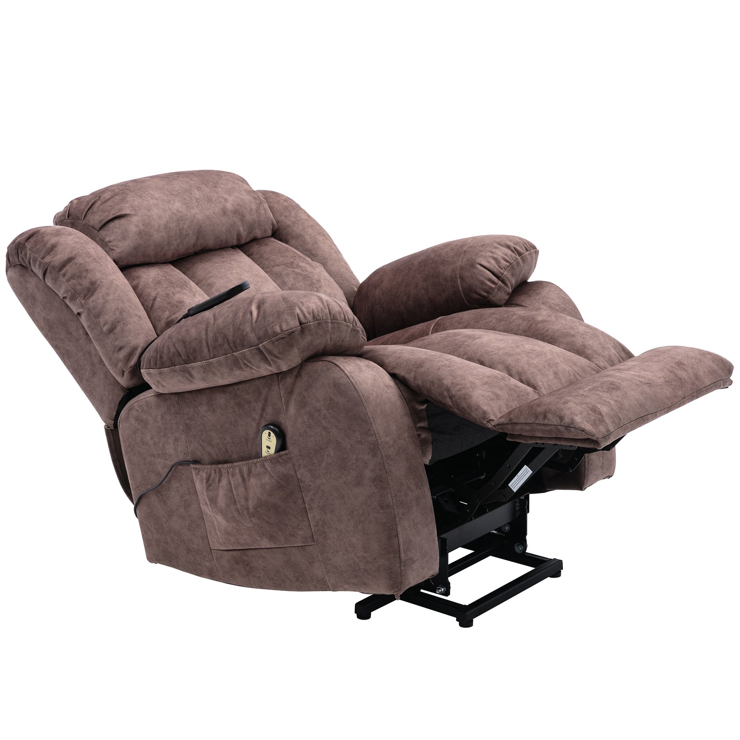 Brown Padded Power Lift Recliner Chair with Heat & Massage Function