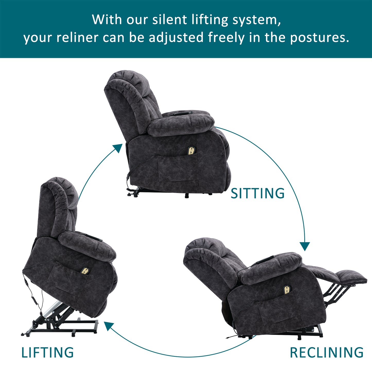 Fabric Power Lift Massage Recliner Chair with Heat and Vibration