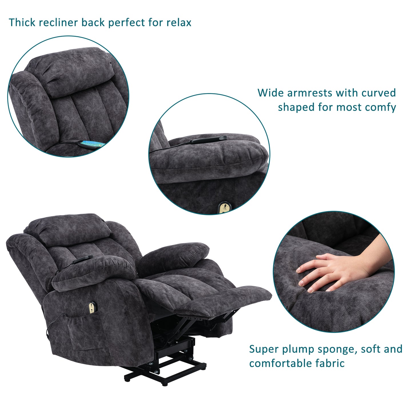 Fabric Power Lift Massage Recliner Chair with Heat and Vibration