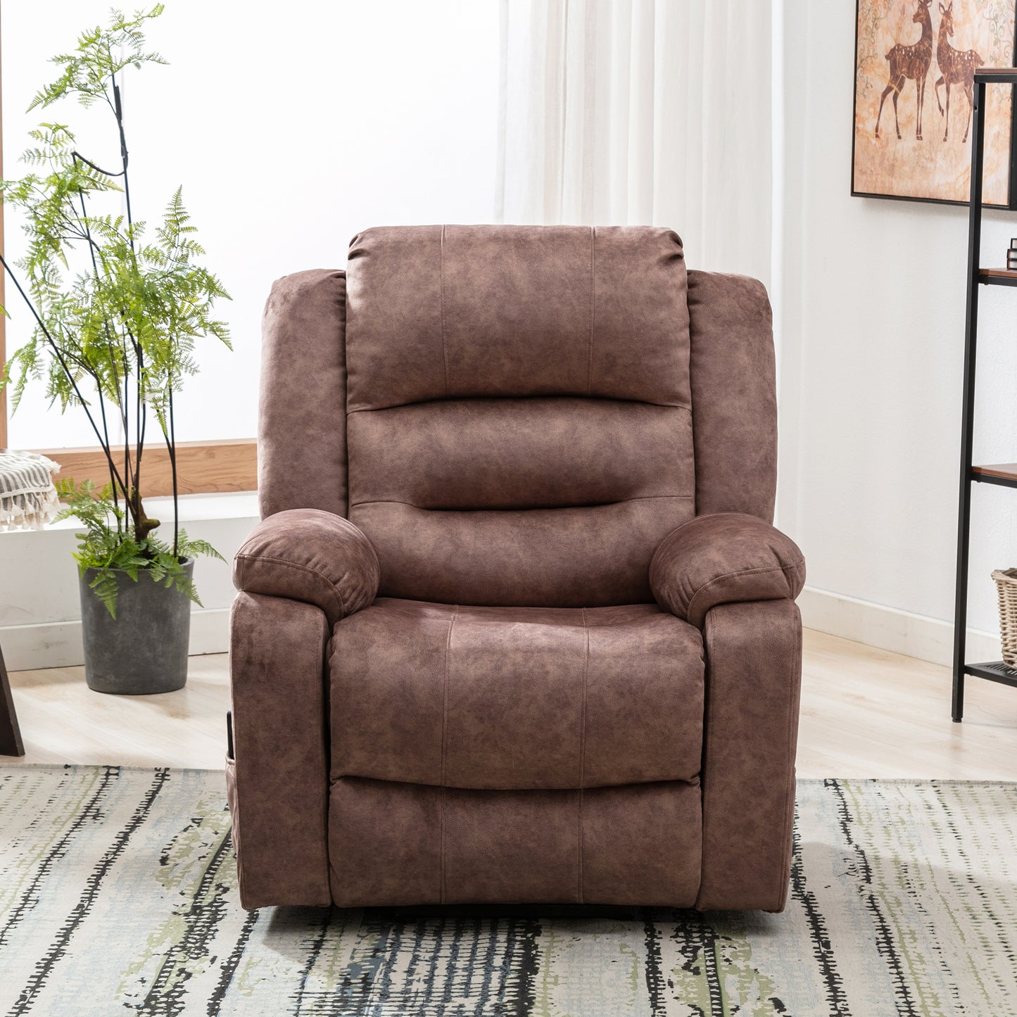 Fabric Electric Power Lift Recliner Chair with Massage, 2 Side Pockets and USB Ports