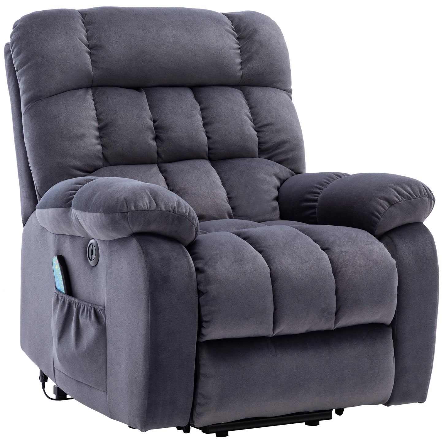 Breathable Fabric Electric Power Lift Recliner Chair with Massage and Heat, and USB Ports