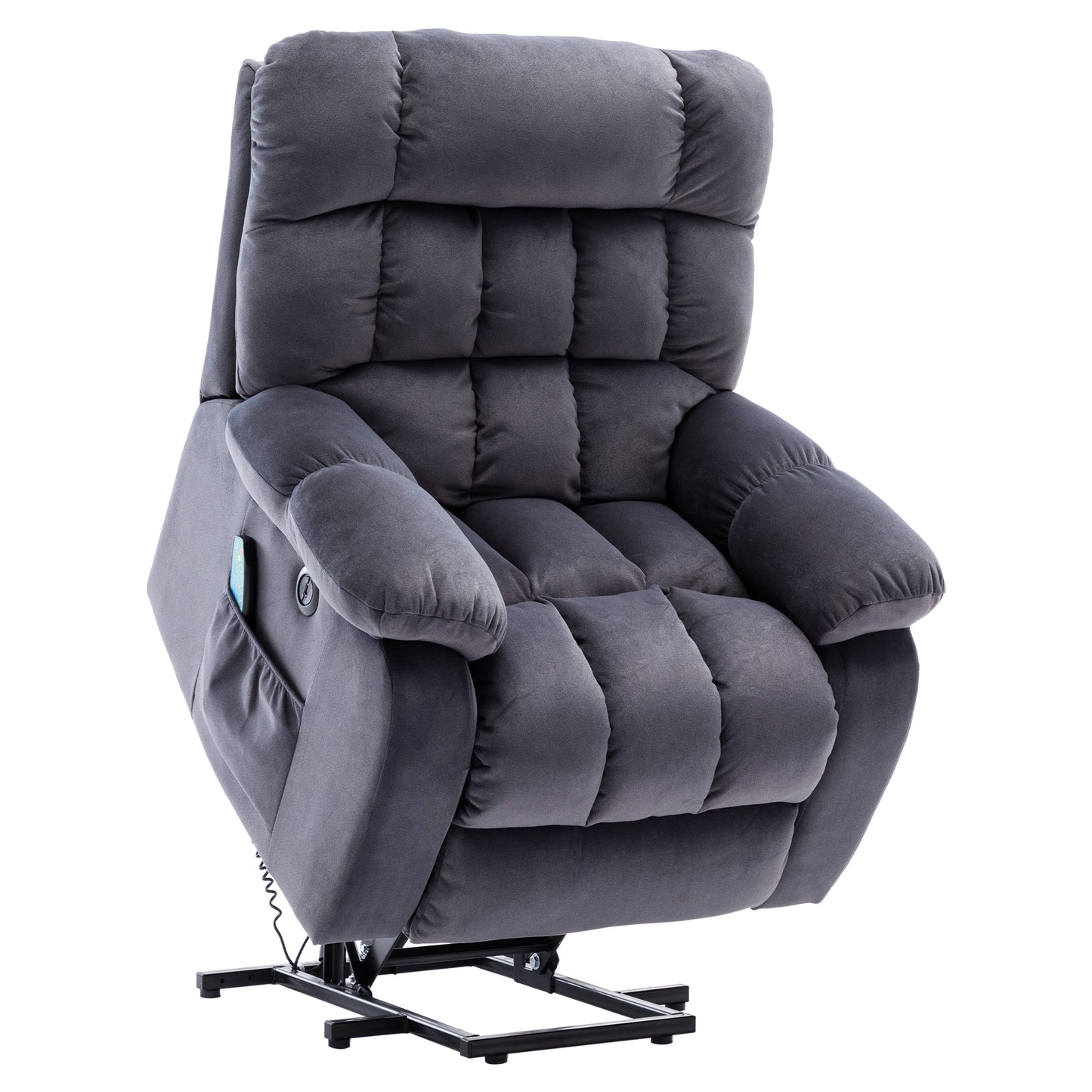 Breathable Fabric Electric Power Lift Recliner Chair with Massage and Heat, and USB Ports