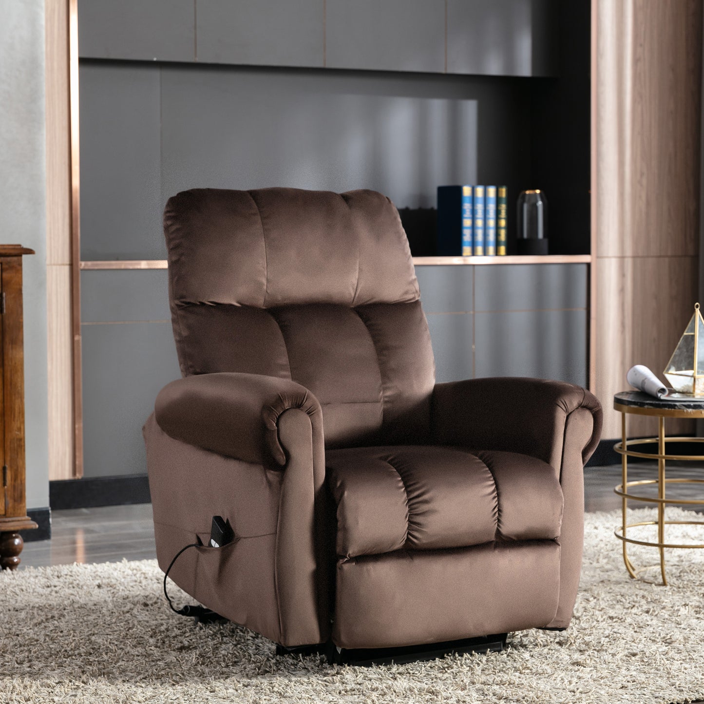 Cushioned Recliner Armchair with Silent Motor for Living Room/Bedroom