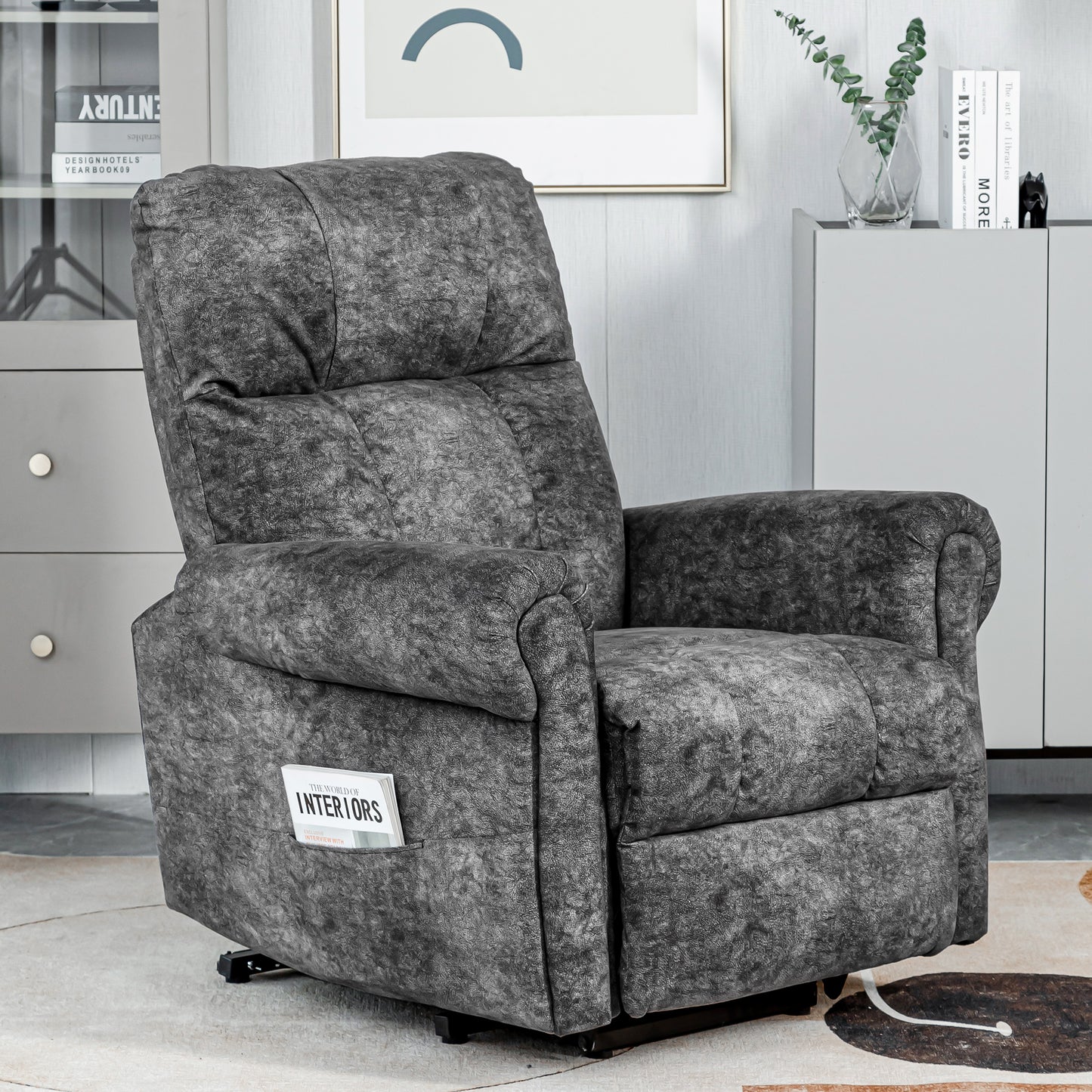 Cushioned Recliner Armchair with Silent Motor for Living Room/Bedroom