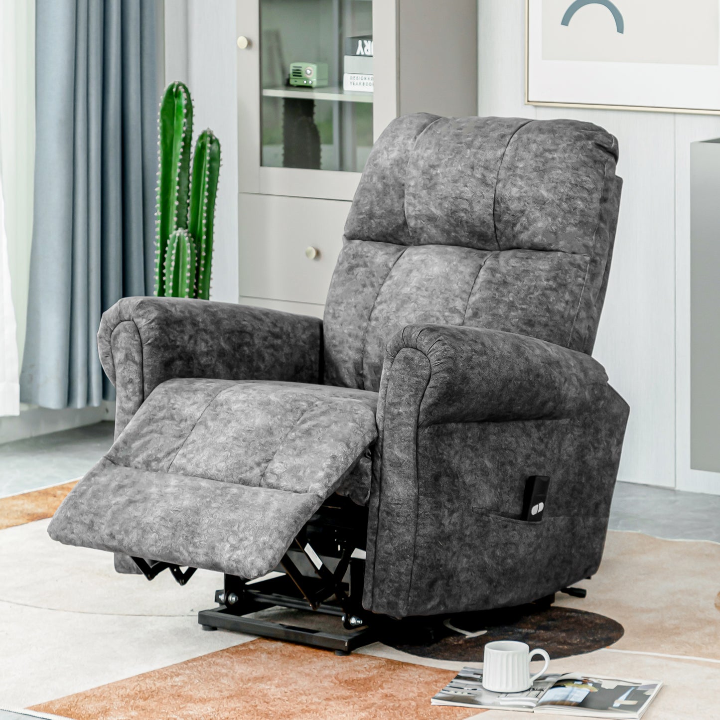 Cushioned Recliner Armchair with Silent Motor for Living Room/Bedroom