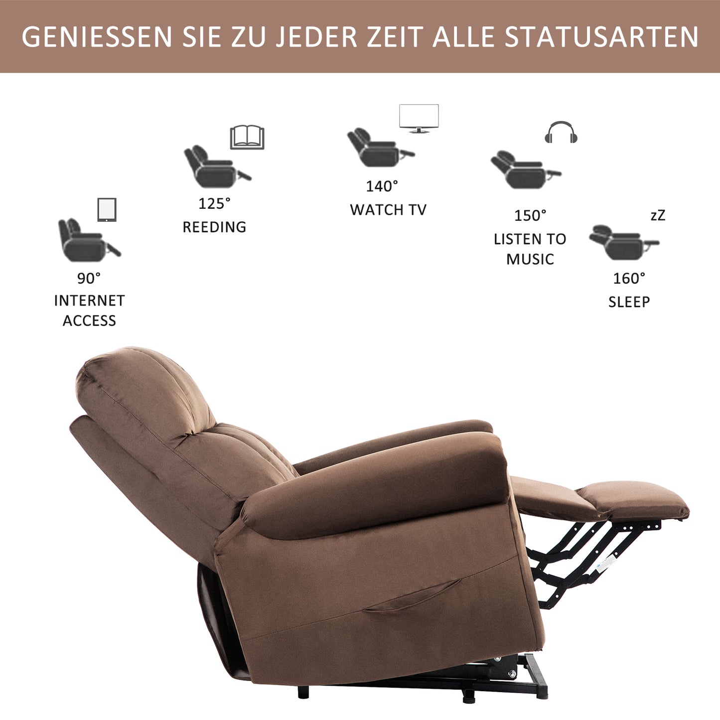 Cushioned Recliner Armchair with Silent Motor for Living Room/Bedroom