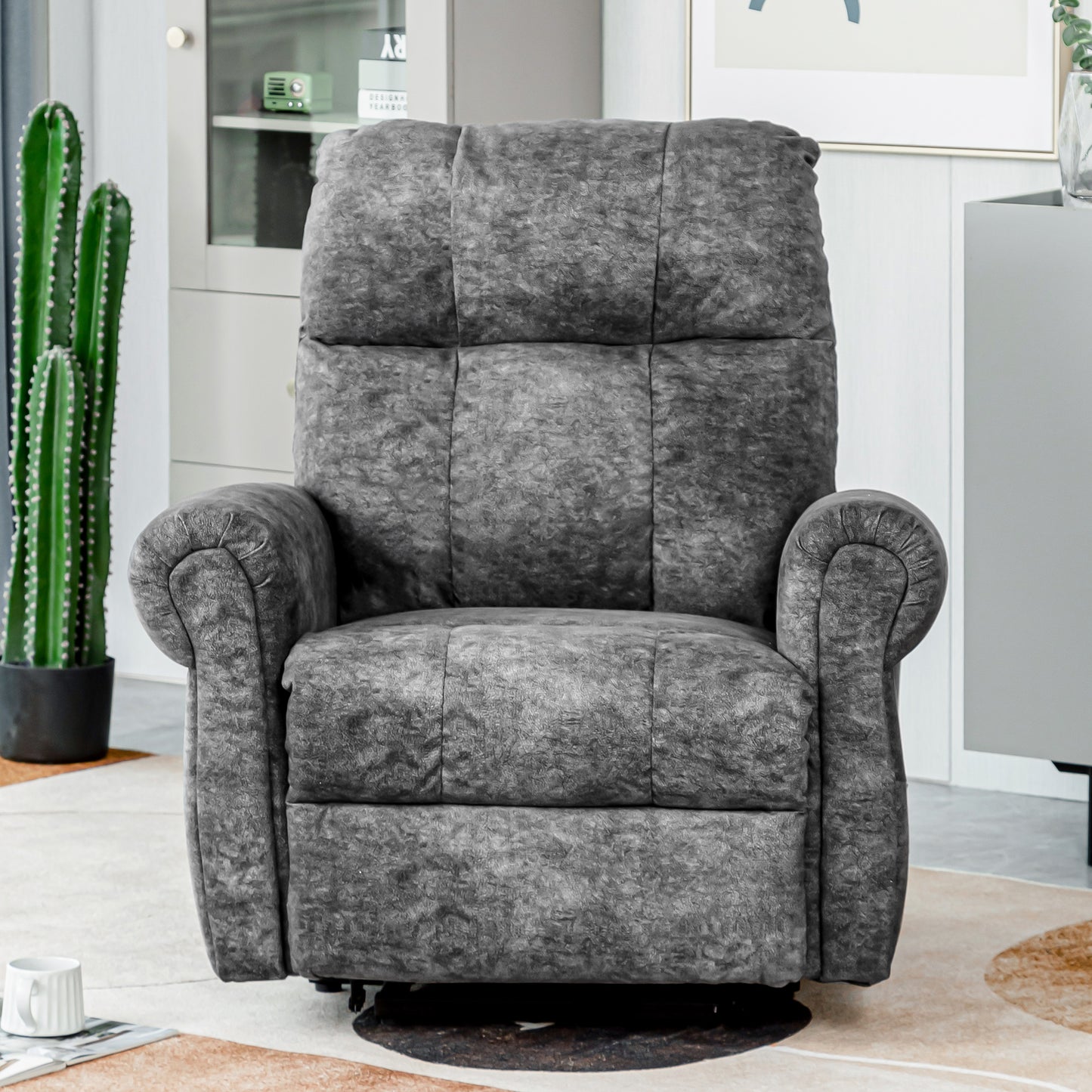 Cushioned Recliner Armchair with Silent Motor for Living Room/Bedroom