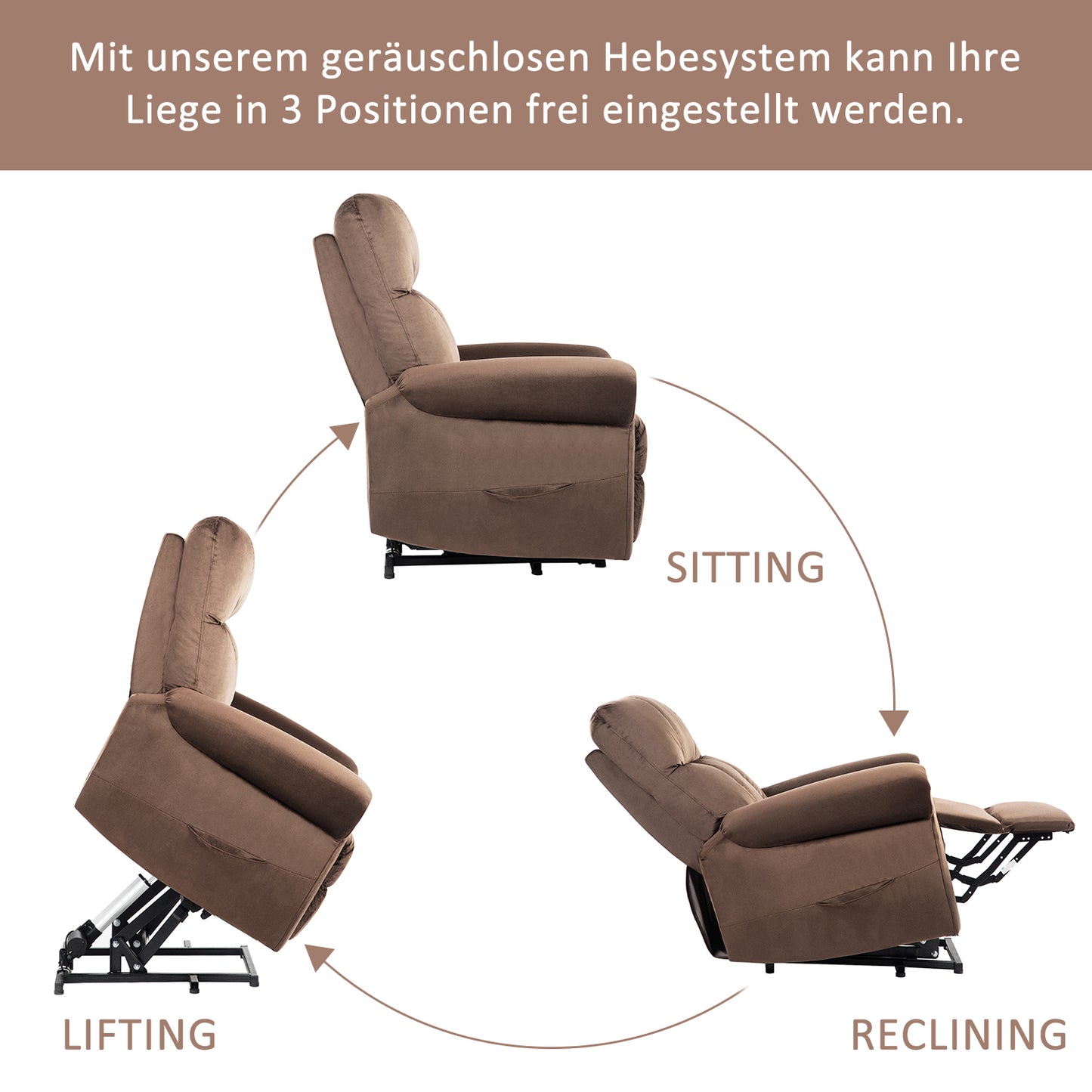 Cushioned Recliner Armchair with Silent Motor for Living Room/Bedroom