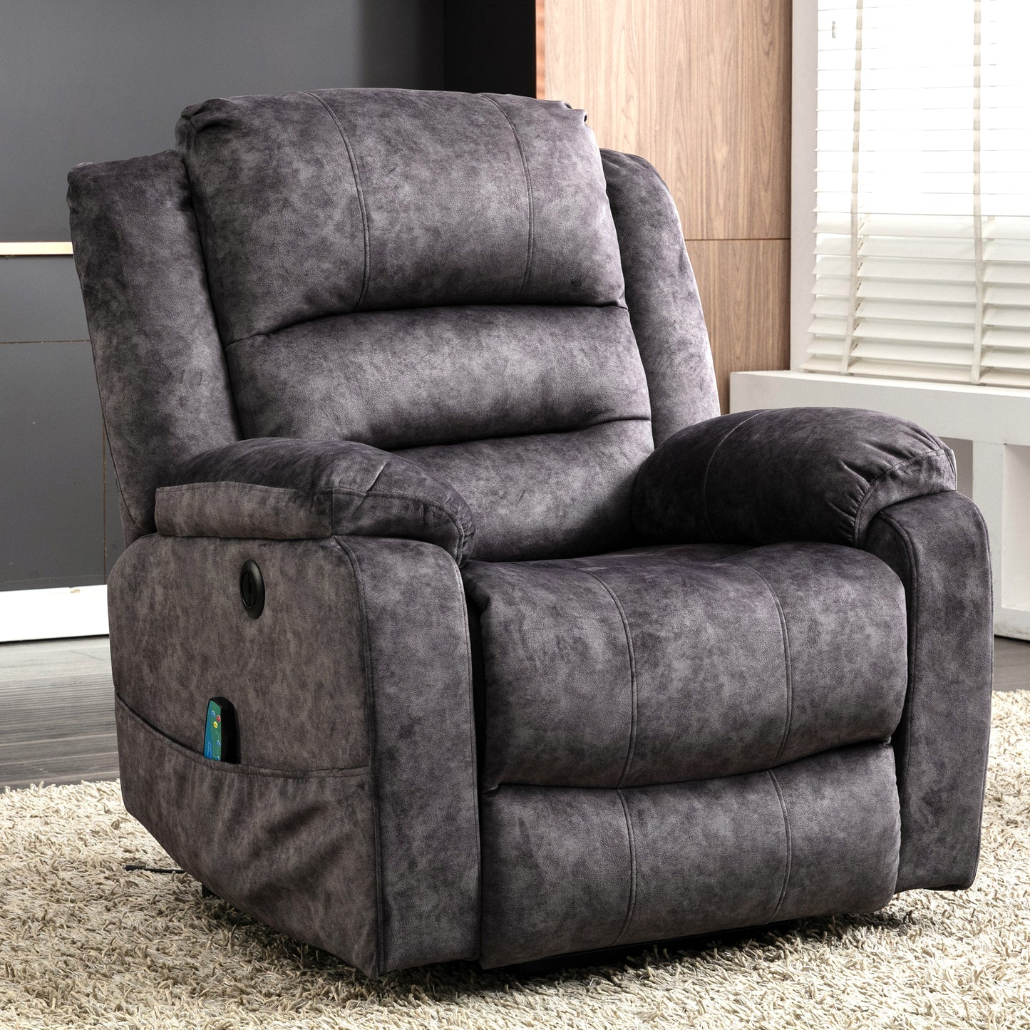 Fabric Electric Power Lift Recliner Chair with Massage, 2 Side Pockets and USB Ports