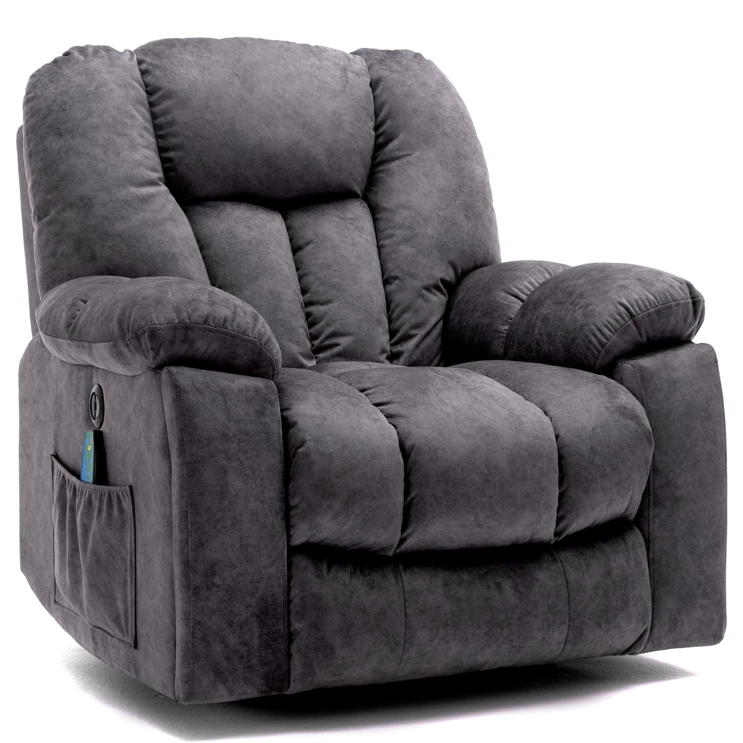 Fabric Cushioned Electric Recliner Chair with Heat, Vibration and USB Ports