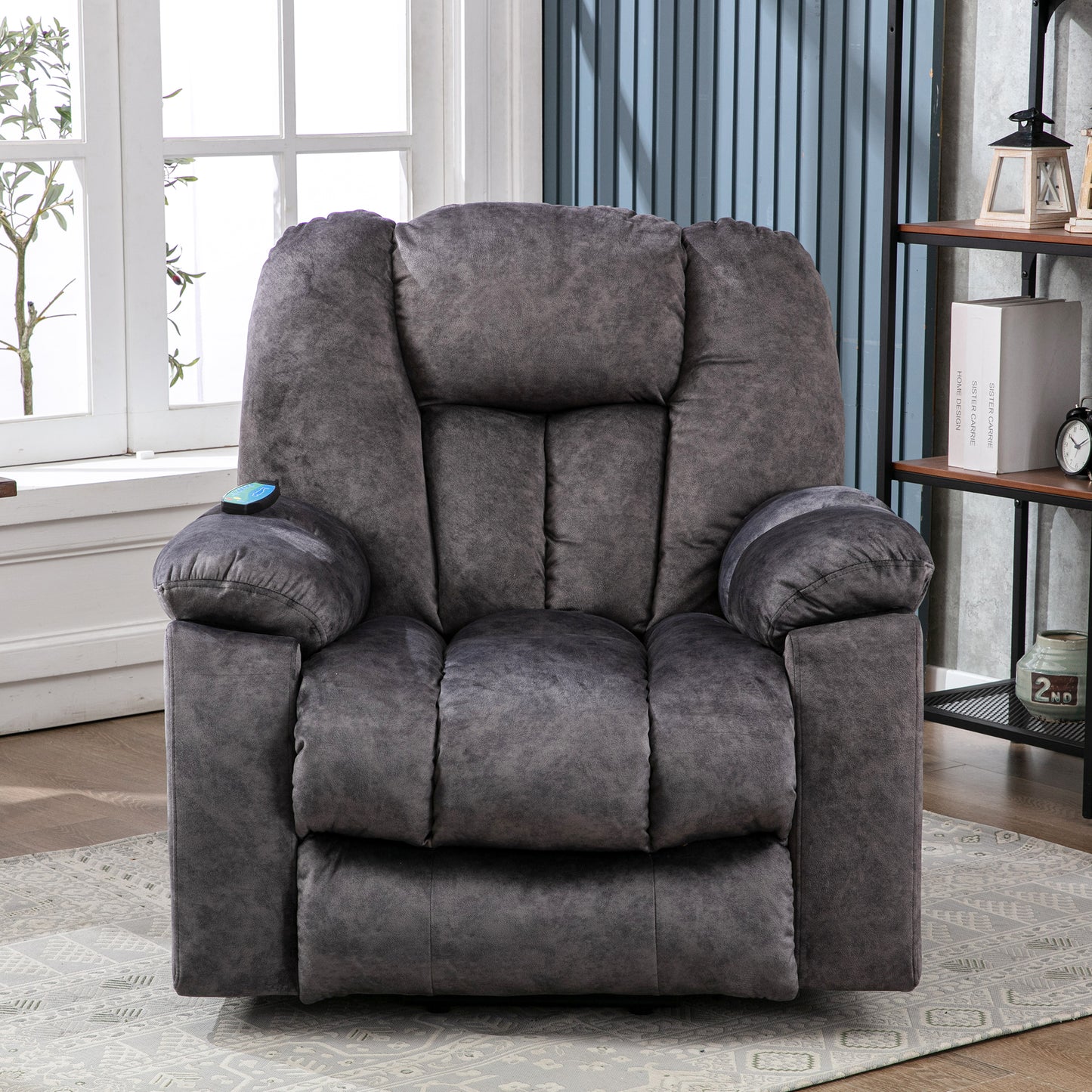 Fabric Cushioned Electric Recliner Chair with Heat, Vibration and USB Ports