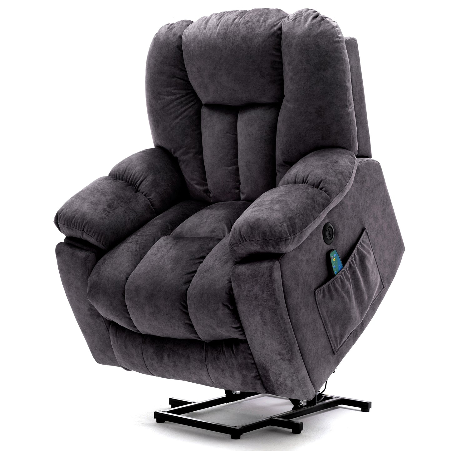 Fabric Cushioned Electric Recliner Chair with Heat, Vibration and USB Ports