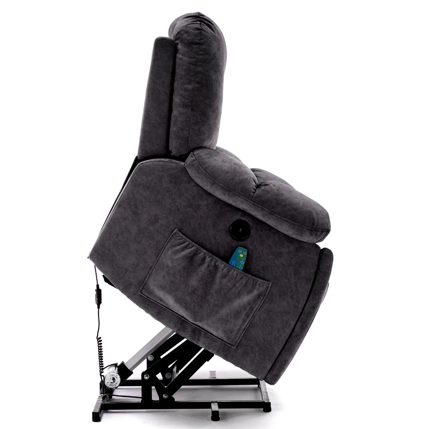 Fabric Cushioned Electric Recliner Chair with Heat, Vibration and USB Ports