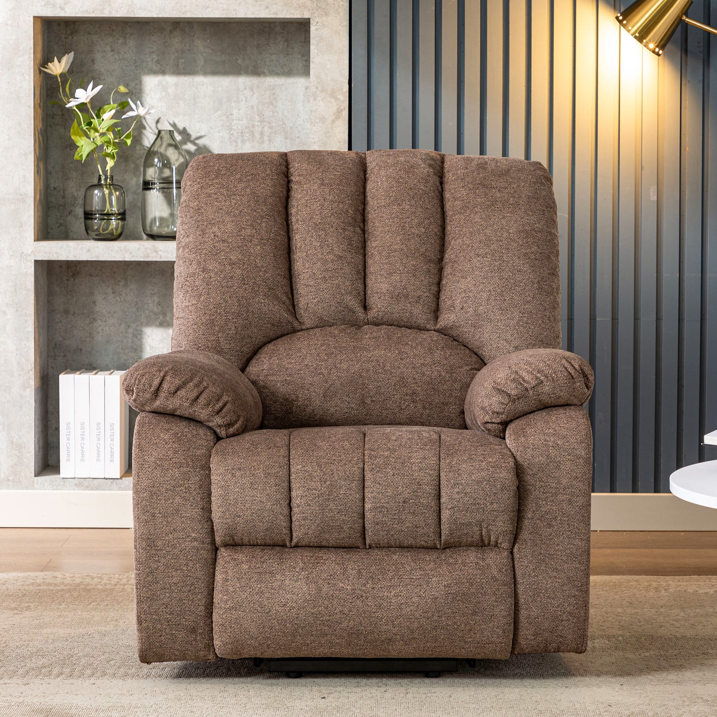 Fabric Single Motor Recliner Chair with Massage, Heat and USB Ports