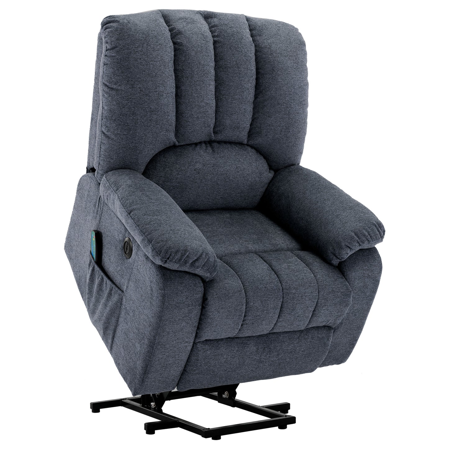 Fabric Single Motor Recliner Chair with Massage, Heat and USB Ports