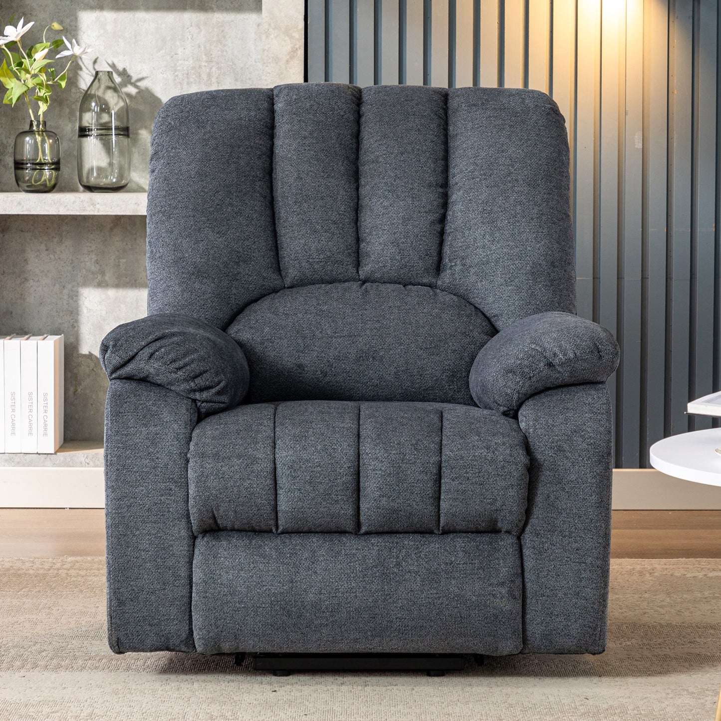 Fabric Single Motor Recliner Chair with Massage, Heat and USB Ports