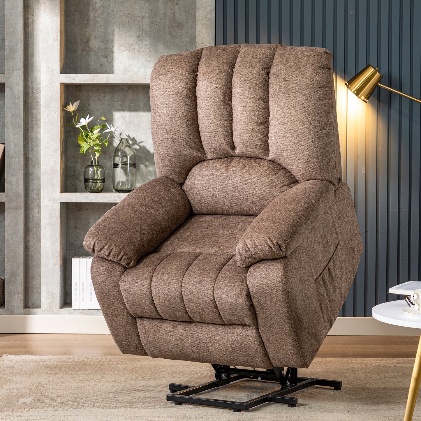 Fabric Single Motor Recliner Chair with Massage, Heat and USB Ports