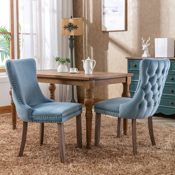 Set of 2 Lux Velvet Upholstered Dining Chairs