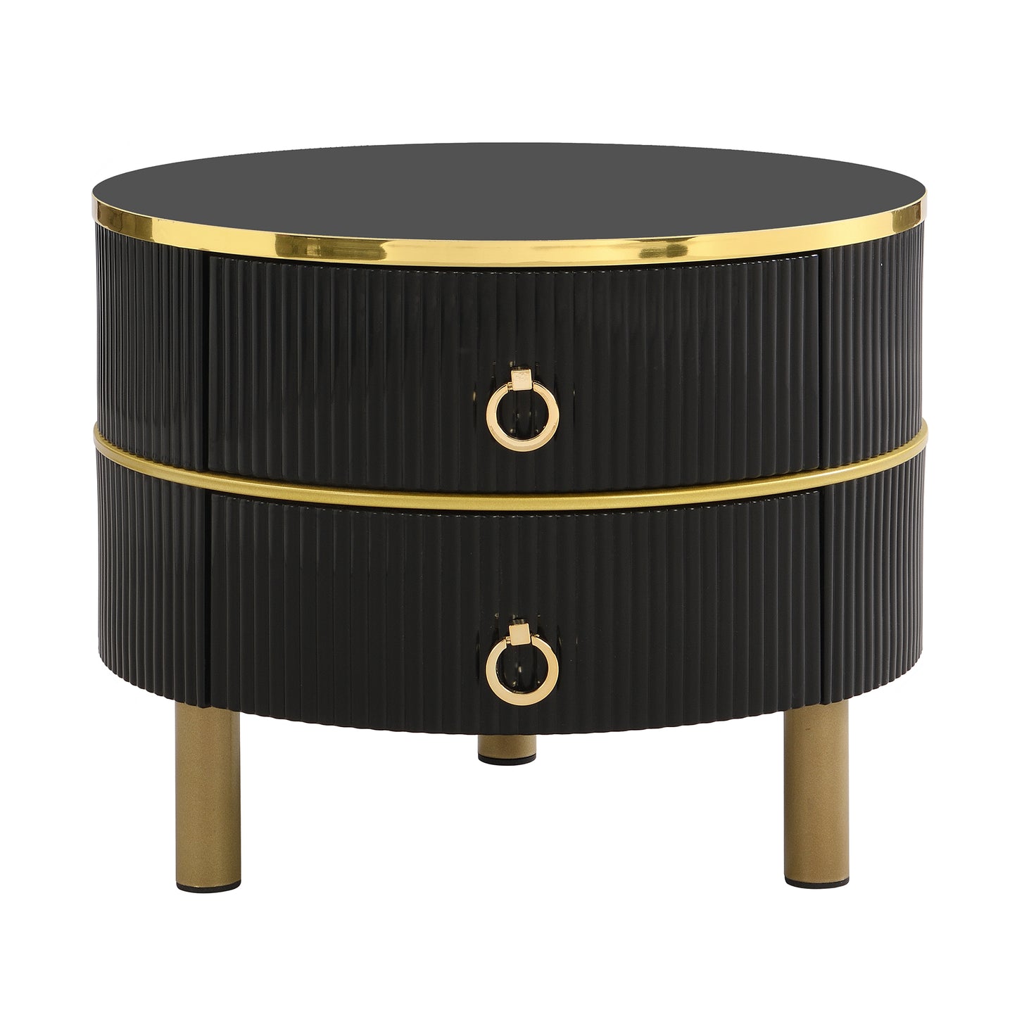 2-in-1 Round MDF Coffee table with High-Gloss Table Top and One Side Table