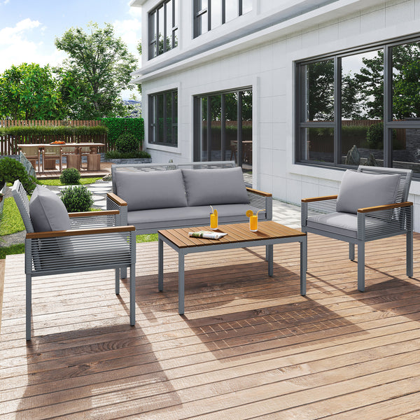 Rattan Outdoor Lounge Set with Coffee Table