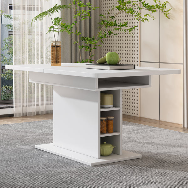 Extendable Space-saving Dining Table with Storage White