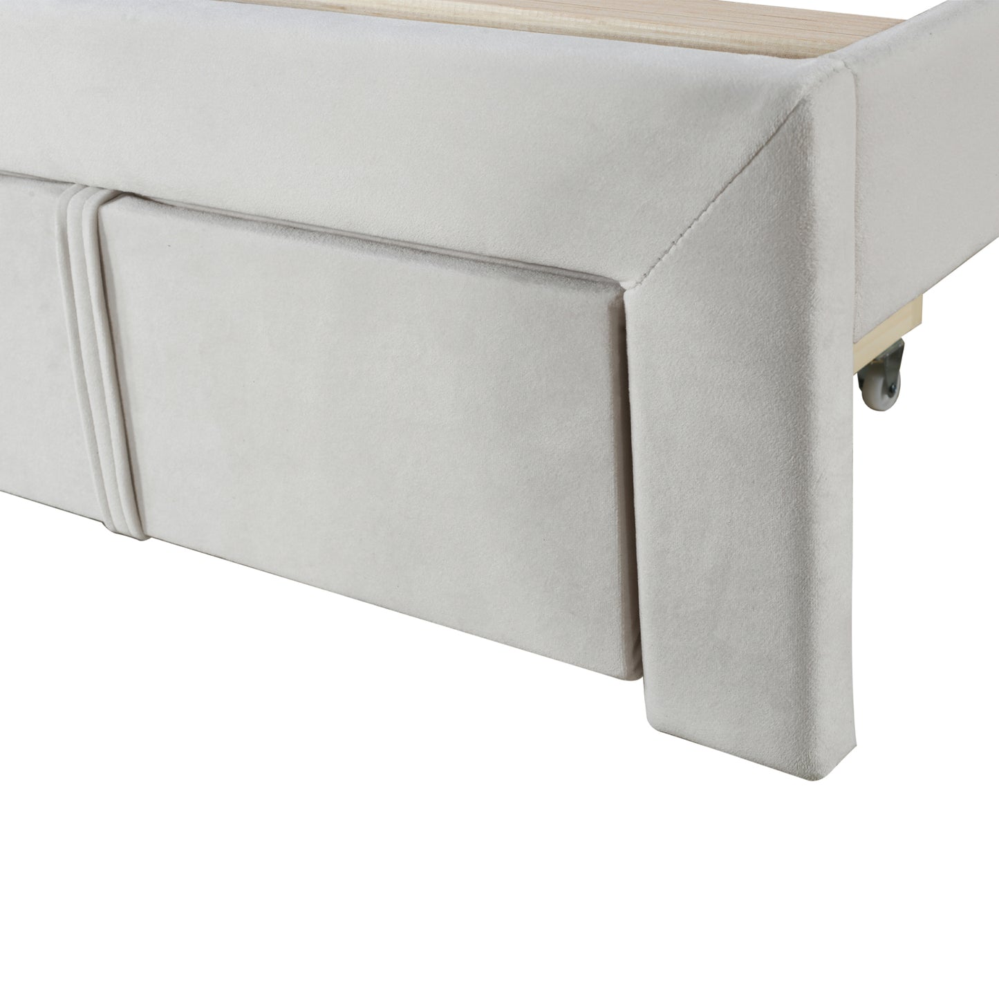 Double Velvet Upholstered Bed with a Big Storage Drawer and Adjustable Headboard