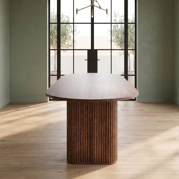 Rowan Oval Extending Dining Table with Walnut finish and Column Legs ...