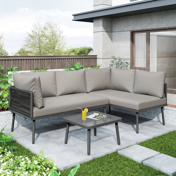5 Seater Outdoor L-Shaped Lounge Set with Coffee Table