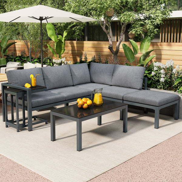 5 Seater Outdoor Terrace Lounge Sofa Set with Coffee Table