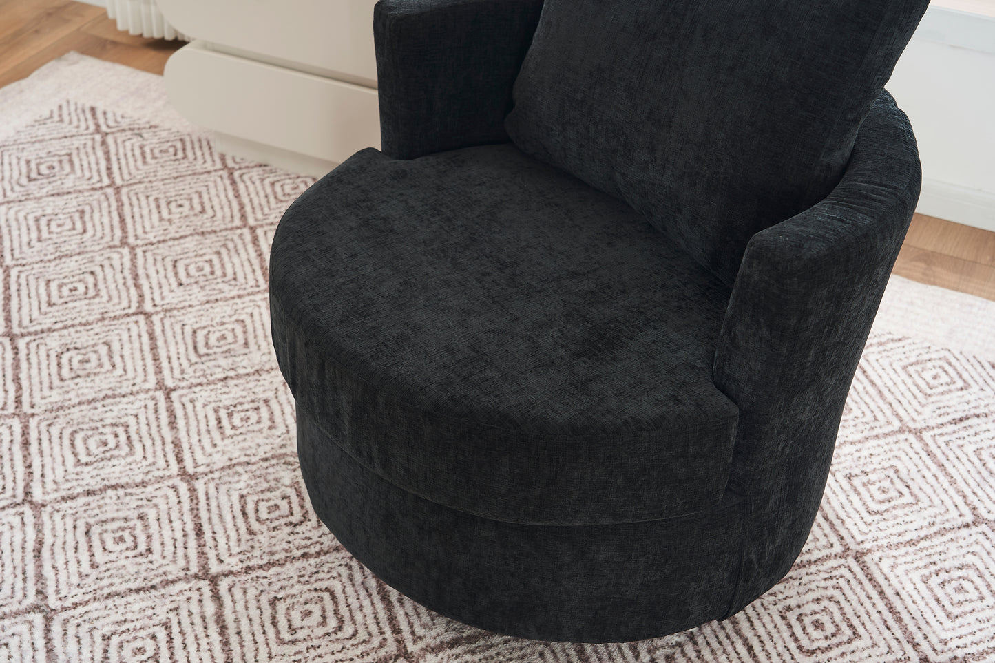 Chenille Swivel Armchair with Thick Foam Pad Back Cushion