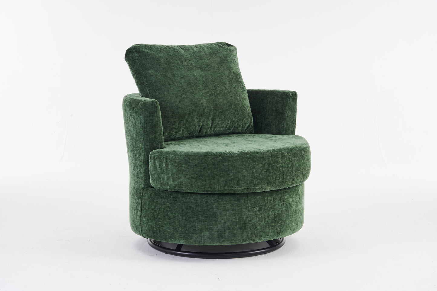 Chenille Swivel Armchair with Thick Foam Pad Back Cushion