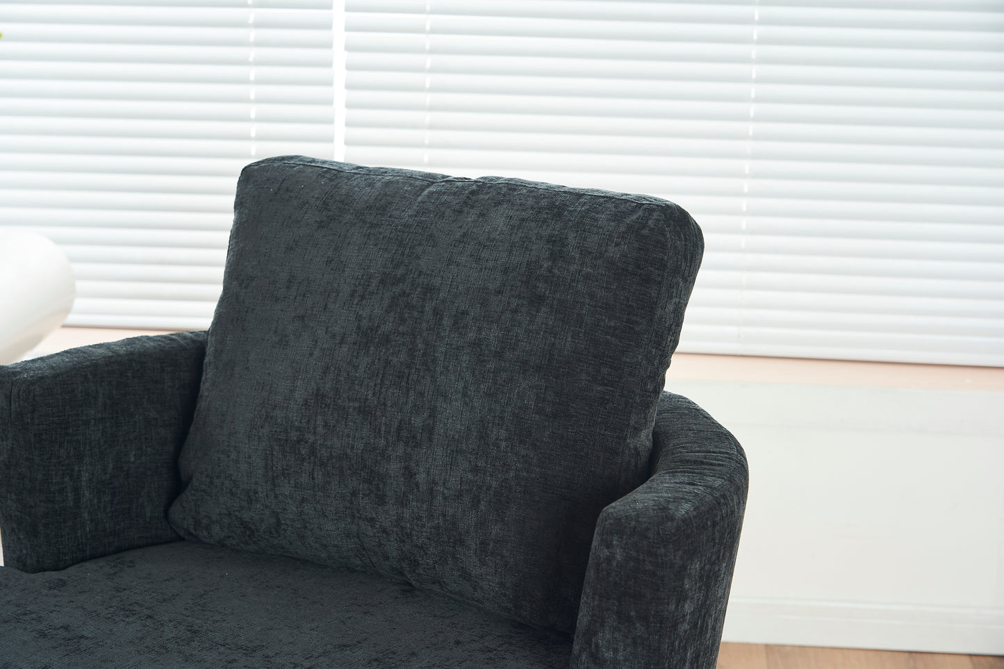 Chenille Swivel Armchair with Thick Foam Pad Back Cushion