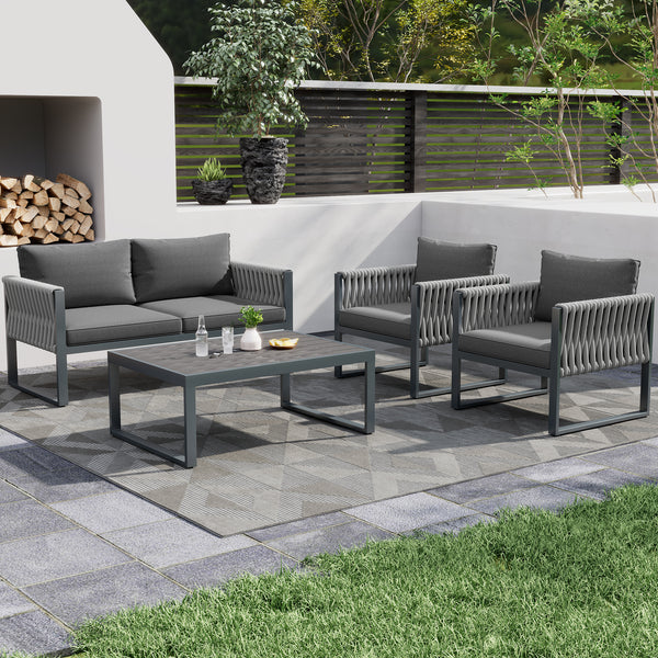 4 Seater Rope Outdoor Furniture Set with Coffee Table