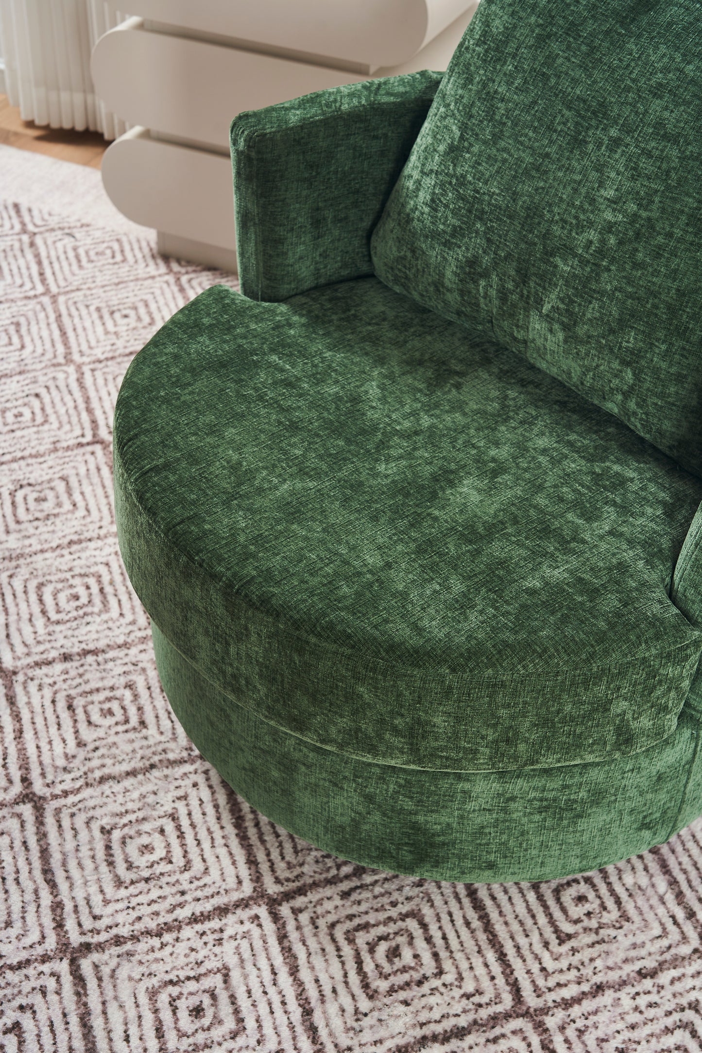 Chenille Swivel Armchair with Thick Foam Pad Back Cushion