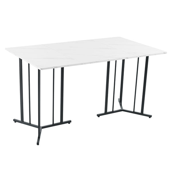 Modern Marble Effect Dining Table with Metal Frame